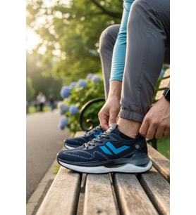 Enoch Erkek Yüksek Tabanlı Mavi Detaylı Dokulu Panelli Lacivert Günlük Spor Ayakkabı Sneaker