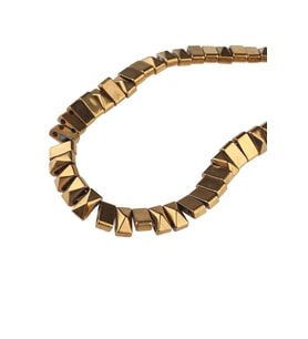 3X6 MM Çift Delikli Hematit Taşı Dizi - DZ3673 (Sarı)