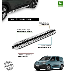 PEUGEOT PARTNER UZUN ŞASE UYUMLU 2019 2020 2021 2022 2023 2024 2025 2026 2027 ARACA ÖZEL YAN BASAMAK