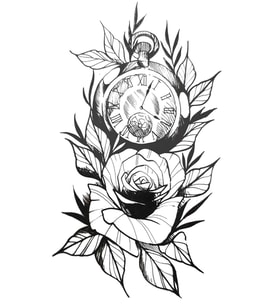 Caş Dekorasyon Gül Ve Saat Figürlü Geçici Mini Dövme Tattoo