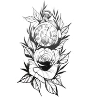 Caş Dekorasyon Gül Ve Saat Figürlü Geçici Mini Dövme Tattoo