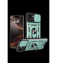 iPhone 16E Kılıf Pars Lens Yüzüklü Silikon - Yeşil