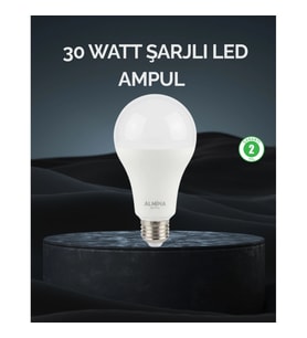 Mey İthalat® Şarjlı LED Ampul 30 Watt Soğuk Beyaz