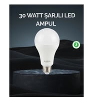 Mey İthalat® Şarjlı LED Ampul 30 Watt Soğuk Beyaz