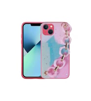 Apple iPhone 13 Uyumlu Kılıf Simli Desenli El Askılı Tutacaklı Zore Elsa Silikon Kapak (K.Pembe)