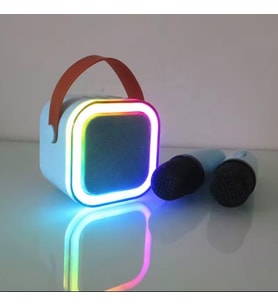 Taşınabilir Çift Karaoke Mikrofonlu Hoparlör Kablosuz Bluetooth 5 Ses Efektli Mavi Renk