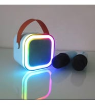 Taşınabilir Çift Karaoke Mikrofonlu Hoparlör Kablosuz Bluetooth 5 Ses Efektli Mavi Renk