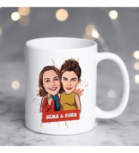 Kişiye Özel En İyi Arkadaşım Karikatürlü Kupa Bardak