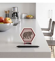 Modern Ayı Silüetli Dekoratif Masaüstü Parçası, Sanatsal Çizgileriyle Ev ve Ofis Dekorasyonunuzu Tamamlayan Obje 10x10 cm, Yavru Ağzı
