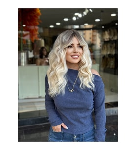 Luxury Platin Ombreli Dalgalı Peruk