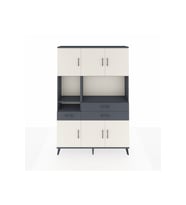 Arges Dolap 9 Raflı 3 Çekmeceli 6 Kapaklı 132x30x195 Antrasit-Aytaşı/Antrasit