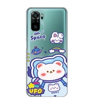 Xiaomi Redmi Note 10 / Note 10S Uyumlu Ufo Ayı Tasarımlı Şeffaf Telefon Kılıfı