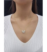 Kelebek Çift Katlı 18K Altın Kaplama Kolye (Karışık)