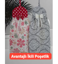 ENROSE Avantajlı İkili Poşetlik ( Kırmızı Kar Taneli + Gri Varak Desenli )