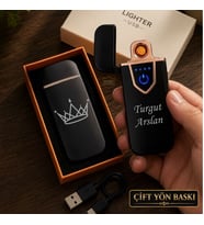 Kişiye Özel Kral Tacı Logo Seçeneğiyle İsme Özel Usb Şarjlı Çakmak - Hemen Kargo
