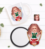 BK Gift Kişiye Özel Kız Çocuk Karikatürlü Beyaz Kupa ve Ahşap Bardak Altlığı Hediye Seti-18
