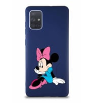 Samsung Galaxy A71 Soft Premier Kapak Minnie Mouse-E Tasarımlı Silikon Kılıf - Lacivert (Şeffaf)