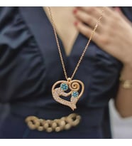 Kalp Anne Bebek Rose Kaplama 925 Ayar Gümüş Kolye (Karışık)