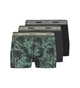 Jack & Jones Erkek 3'lü Paket Yaprak Desenli Boxer Seti - Ezra (Siyah)