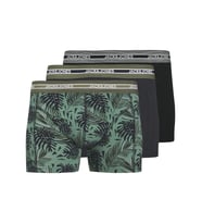 Jack & Jones Erkek 3'lü Paket Yaprak Desenli Boxer Seti - Ezra (Siyah)
