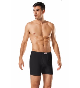 Namaldı 6 Adet Siyah Renk Ribana Paçalı Boxer (Siyah)