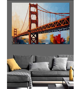 Golden Gate Köprüsü Manzarası Dekoratif Kanvas - Mdf Ahşap Tablo