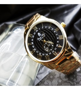 Kronometre Desenli Gold Ve Black Karışım Renk Erkek Kol Saati