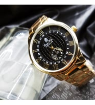 Kronometre Desenli Gold Ve Black Karışım Renk Erkek Kol Saati