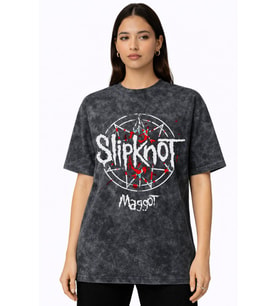 Slipknot Rock Metal Müzik Grubu Baskılı Unisex Oversize Vintage Yıkamalı Tişört