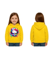 Unisex hello kity  Baskılı Çocuk Swaetshirt  Baskılı Kapüşonlu 3 İplik Şardonlu (Sarı)