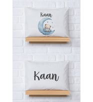Pia Baby Premium %100 Pamuk İkili İsim Yazılı Erkek Bebek Yastık Kılıfı – 35x45 cm Organik Baskı 5071-13 (Ekru)