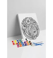 Çiçek Desenli Mandala Tuval Boyama Seti 40x50 cm