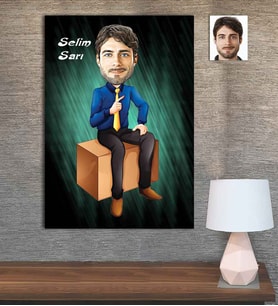 Kişiye Özel Karikatür Baskılı Ahşap Tablo Öğretmen Erkek-9 30x40