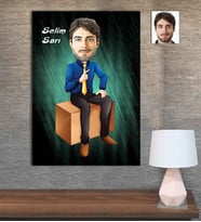 Kişiye Özel Karikatür Baskılı Ahşap Tablo Öğretmen Erkek-9 30x40