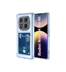 Teknomoda Redmi Note 14 PRO 4G Kılıf Kartlıklı Anti Şok Korumalı Şeffaf Silikon Şeffaf Açık
