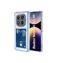 Teknomoda Redmi Note 14 PRO 4G Kılıf Kartlıklı Anti Şok Korumalı Şeffaf Silikon Şeffaf Açık