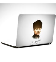 Atatürk ve İmza Laptop Sticker 14 inch (35X26CM)