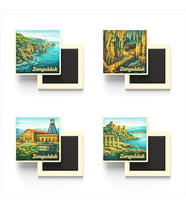 Zonguldak - Baskılı Buzdolap Magneti Kare - 9x9 cm - 4 Adet