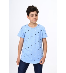 Toontoy Erkek Çocuk Baskılı Tişört (Mavi)