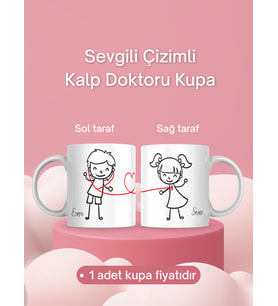 Sevgili Çizimli Kalp Doktoru Kupa