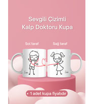 Sevgili Çizimli Kalp Doktoru Kupa
