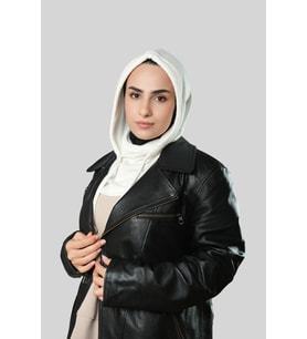 Krem Bağcıklı Peluş Salaş Balaklava Boyunluklu Bere Jakar Düz 2328_40