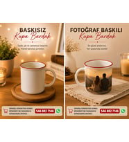Fotoğraf Baskılı Kırmızı Ağız Çizgili Kupa Bardak - Kişiye Özel