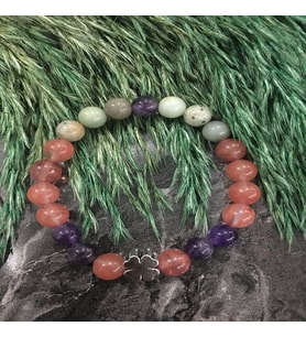 8 MM SEVGİ DOĞALTAŞ BİLEKLİK (GÜL KUVARS, AMETİST, AMAZONİT)