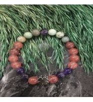 8 MM SEVGİ DOĞALTAŞ BİLEKLİK (GÜL KUVARS, AMETİST, AMAZONİT)