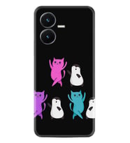 Vivo Y22S Kılıf Resimli Desenli Silikon Platinium Series Cat Dance 1824