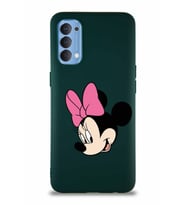Oppo Reno 4 Soft Premier Kapak Minnie Mouse-B Tasarımlı Silikon Kılıf - Yeşil (Şeffaf)