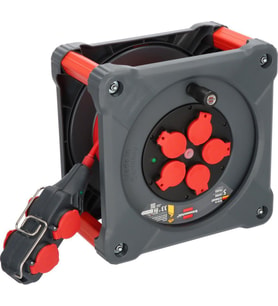 Brennenstuhl Professional Serisi 4 Soketli IP44 Lisanslı 33+5 Metre Isınma Şalterli  Makaralı Seyyar Uzatma Kablo H07BQ-F3G2.5