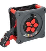 Brennenstuhl Professional Serisi 4 Soketli IP44 Lisanslı 33+5 Metre Isınma Şalterli  Makaralı Seyyar Uzatma Kablo H07BQ-F3G2.5 (Siyah-Kırmızı)