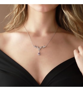 Prenses Model Zirkon Taşlı Gümüş Kolye